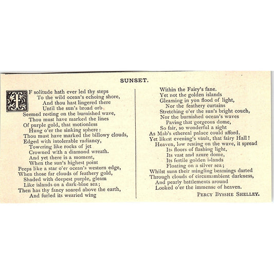 Sunset - Percy Bysshe Shelley 1884 Poem AG3-M4