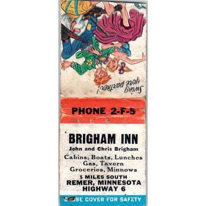 John & Chris Brigham Inn Remer Minnesota Vintage Matchbook Cover SF4-Y2