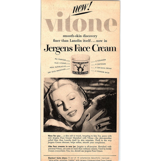 Vitone Jergens Face Cream 1948 Ad AF8-1