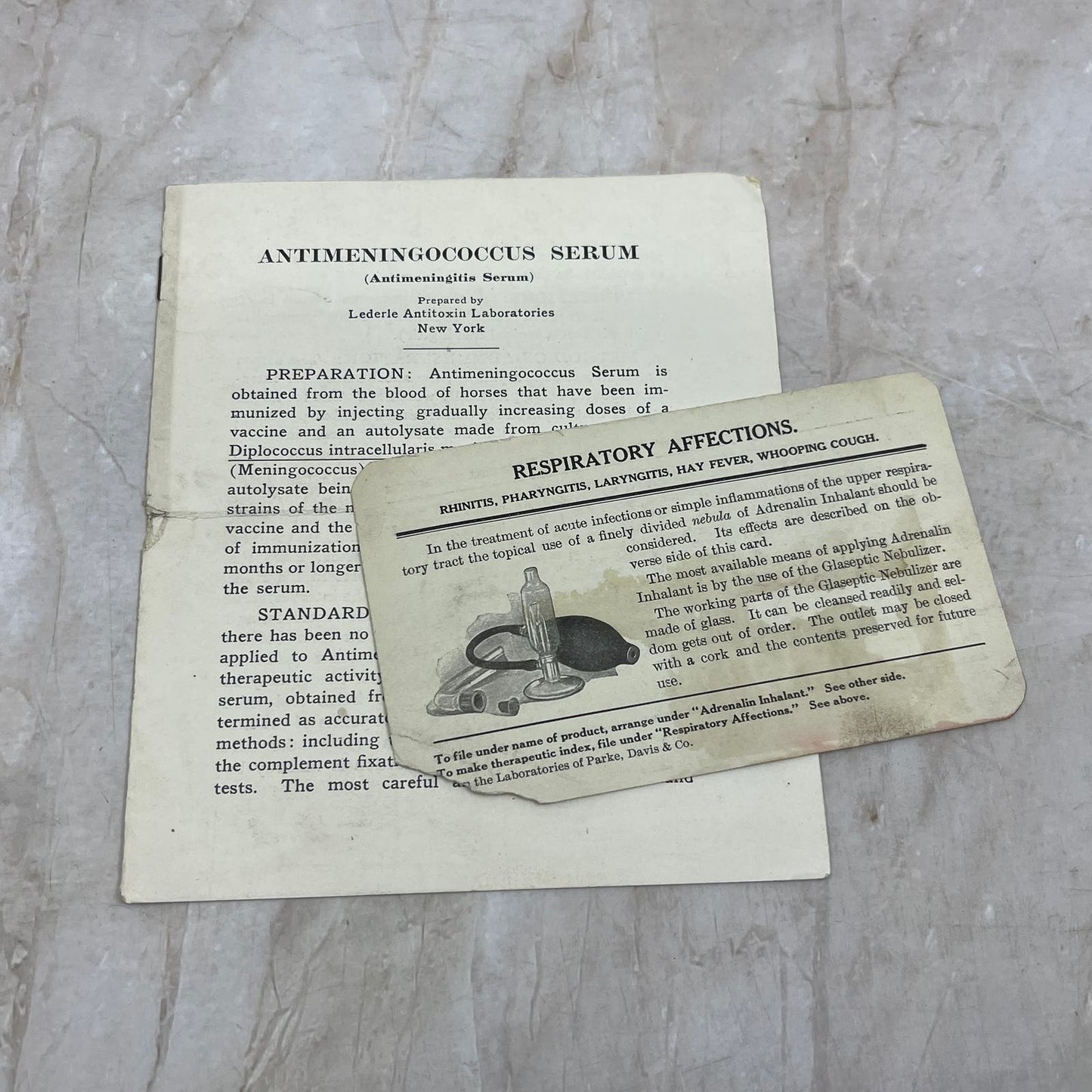 Vintage Antimeningococcus Serum Instructions and Respiratory Card AE3