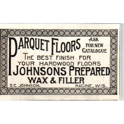 Parquet Floors Johnson's Wax Racine WI c1905 Original Advertisement AE7-A1
