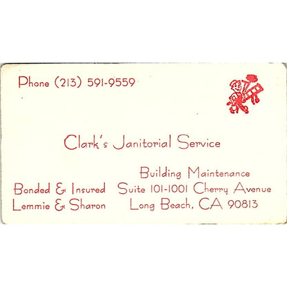 Clark's Janitorial Service ,Lemmie & Sharon ,Long beach CA, Business Card SF3-B9