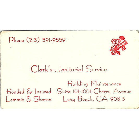 Clark's Janitorial Service ,Lemmie & Sharon ,Long beach CA, Business Card SF3-B9