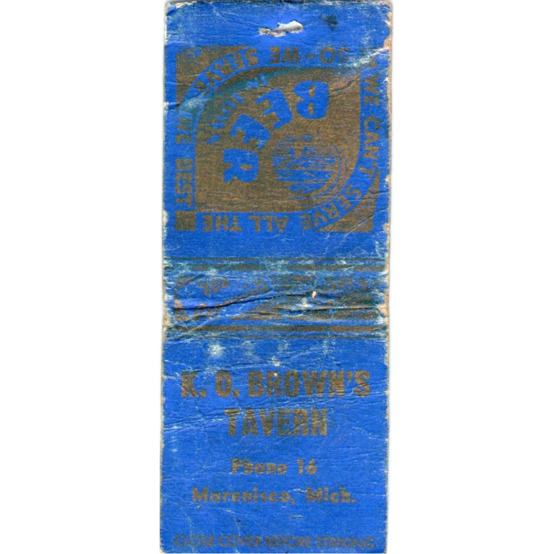K.O. Brown's Tavern Marenisco MI Vintage Matchbook Cover SD2-Y8
