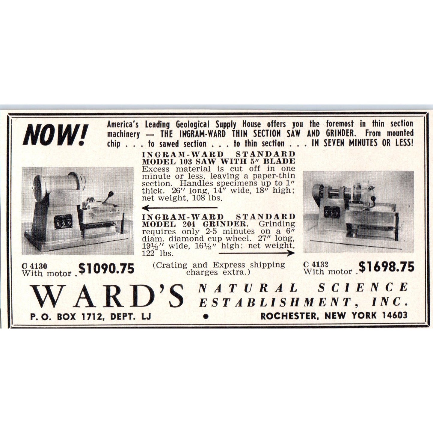 Ward's Natural Science Establishment Lapidary Tools Rochester NY 1964 Ad AB6-M3