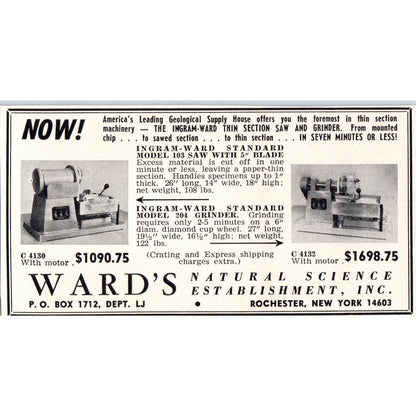 Ward's Natural Science Establishment Lapidary Tools Rochester NY 1964 Ad AB6-M3