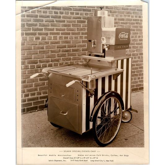 Vtg Selmix Special Events Hotdog Cart Long Island City Promo Photo 8x10 Coke AE5