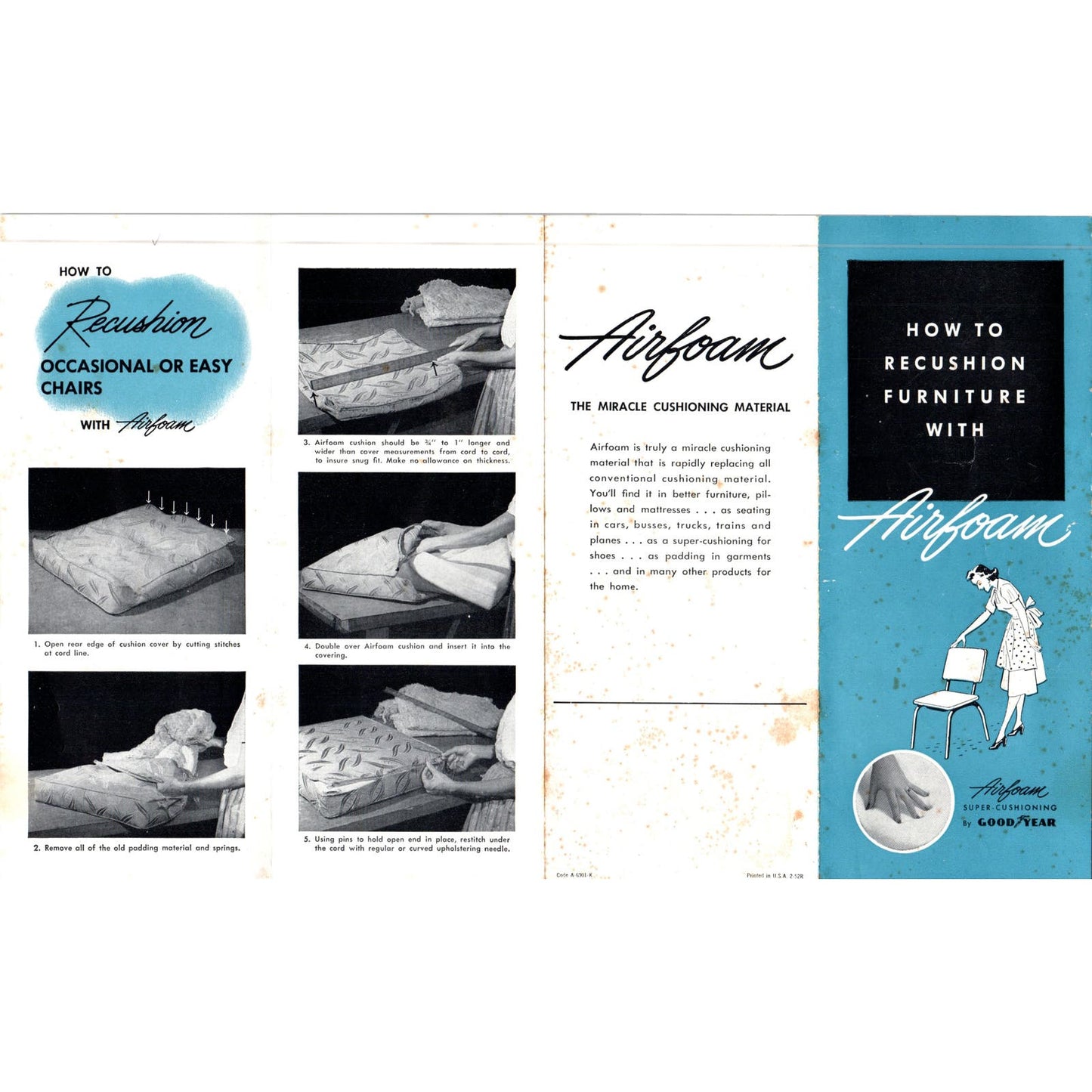 1952 How to Recushion Furniture Airfoam Super Cushioning by Goodyear Leaflet D10