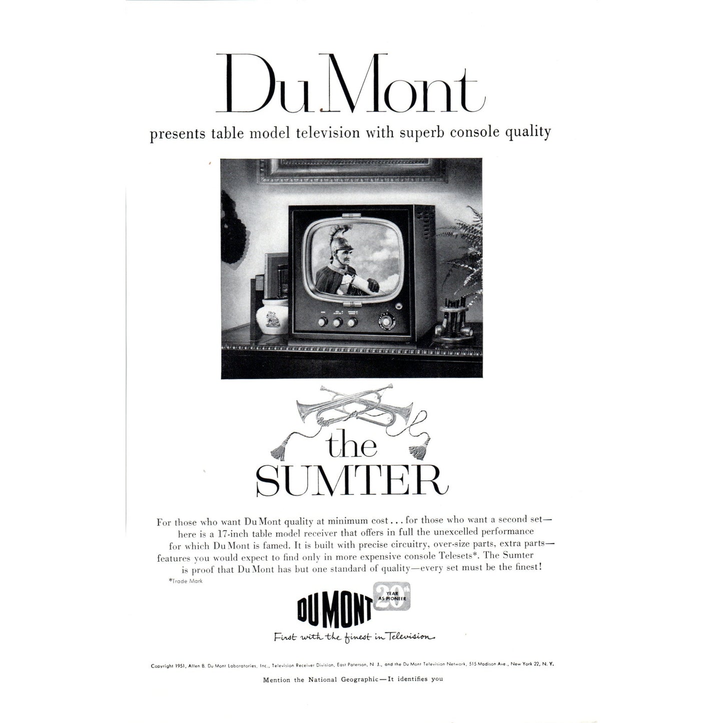 Du Mont The Sumter Television TV Teleset - Vintage Magazine Ad D20
