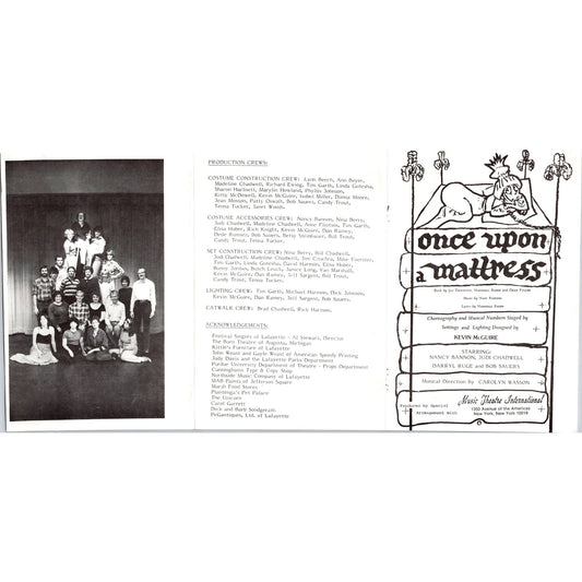 Once Upon a Mattress Civic Theatre of Lafayette Monon Depot 1983 Program AH9-1