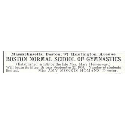 Boston Normal School of Gymnastics Amy Morris Homans c1918 Advertisement AE5-SV3