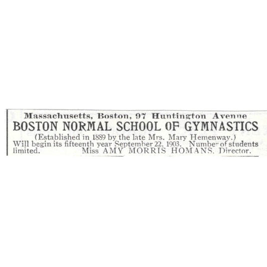 Boston Normal School of Gymnastics Amy Morris Homans c1918 Advertisement AE5-SV3