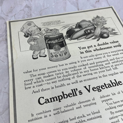 Campbell's Vegetable Soup 1918 Magazine Ad FL6-10