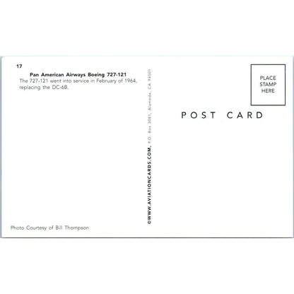Pan American Airways Boeing 727-121 Vintage Postcard PC18