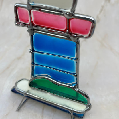 Vintage Stained Glass Lighthouse Free Standing 6.5” TD5