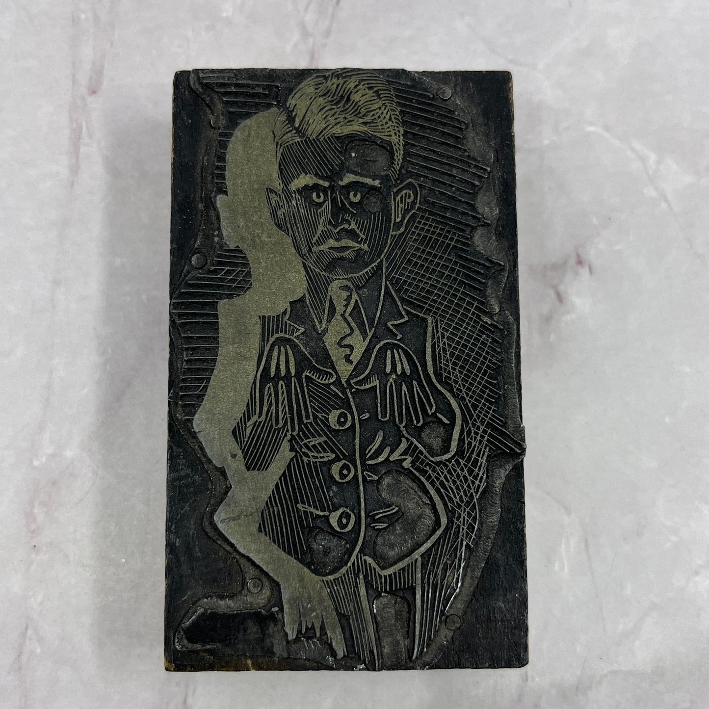 Man in Suit With Hands Out - Vintage Letterpress Printers Block Plate SB7