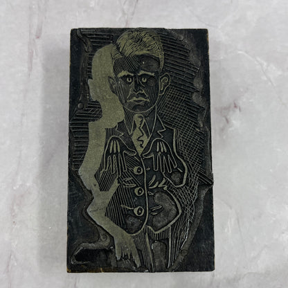 Man in Suit With Hands Out - Vintage Letterpress Printers Block Plate SB7