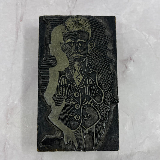 Man in Suit With Hands Out - Vintage Letterpress Printers Block Plate SB7