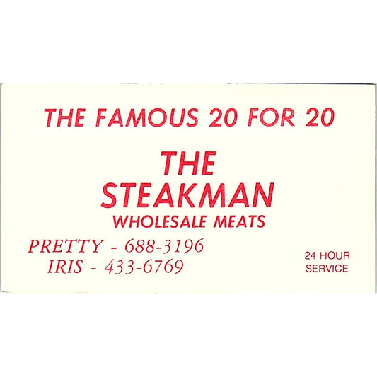 The Steakman Wholesale Meats Pretty & Iris Vintage Business Card SD9-B8