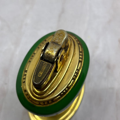 Vintage Art Deco Ronson Leona Brass Green Enamel Table Lighter TL24