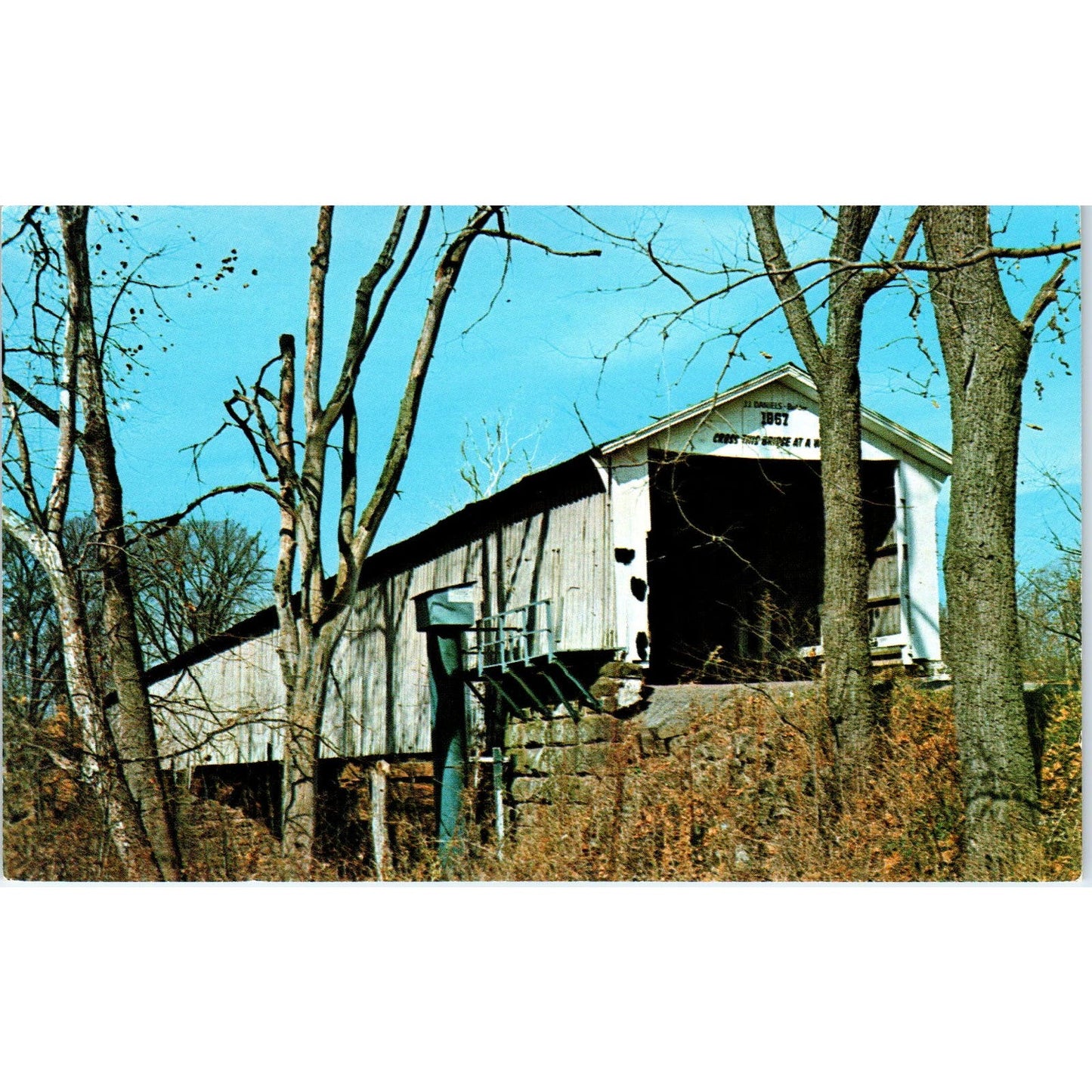 Mansfield Bridge Parke County #5 Mansfield IN Covered Bridge Postcard PB11