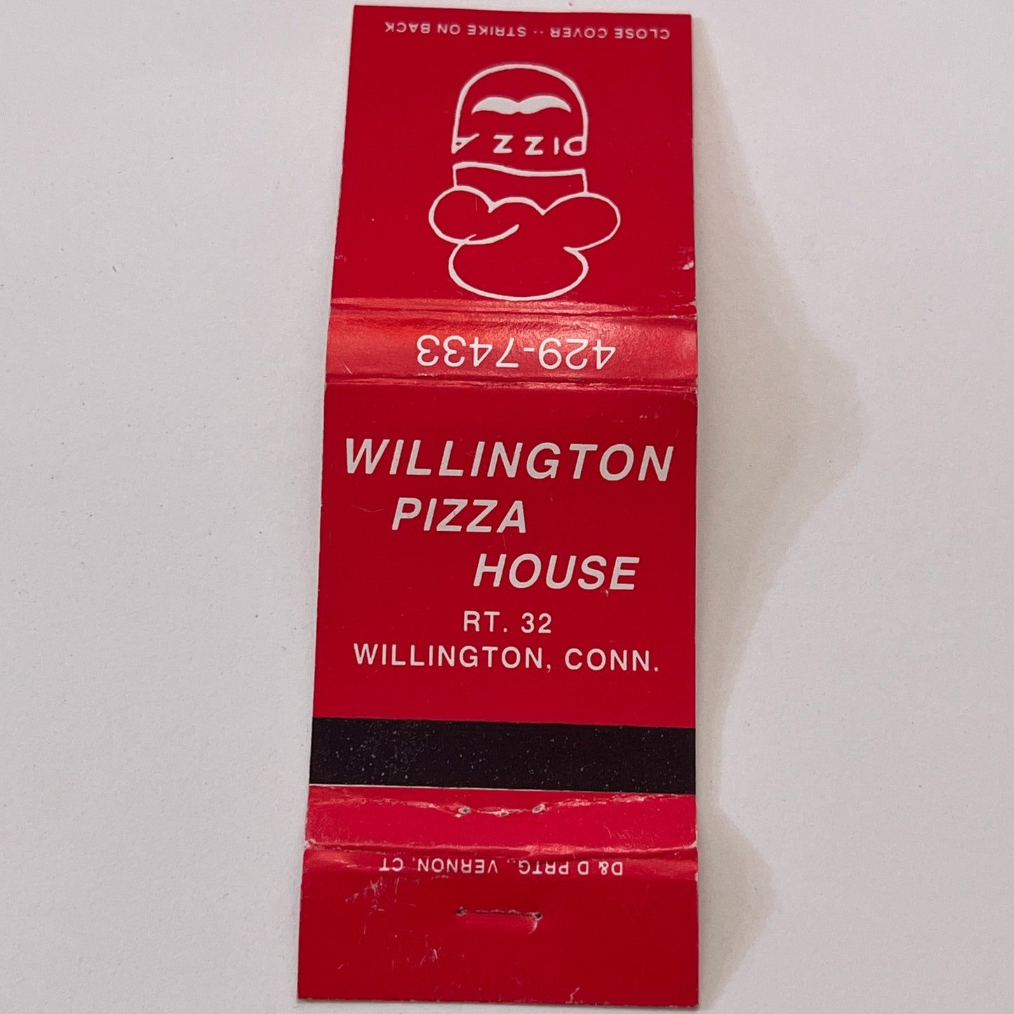Willington Pizza House Willington CT Vintage Matchbook Cover TB6-MB1-10
