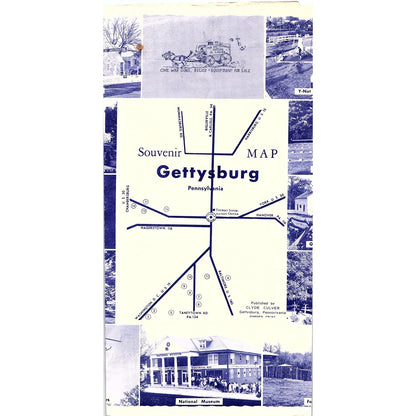 Vintage Gettysburg Fold Out Souvenir Map & Travel Guide Travel Brochure TH2-TB2