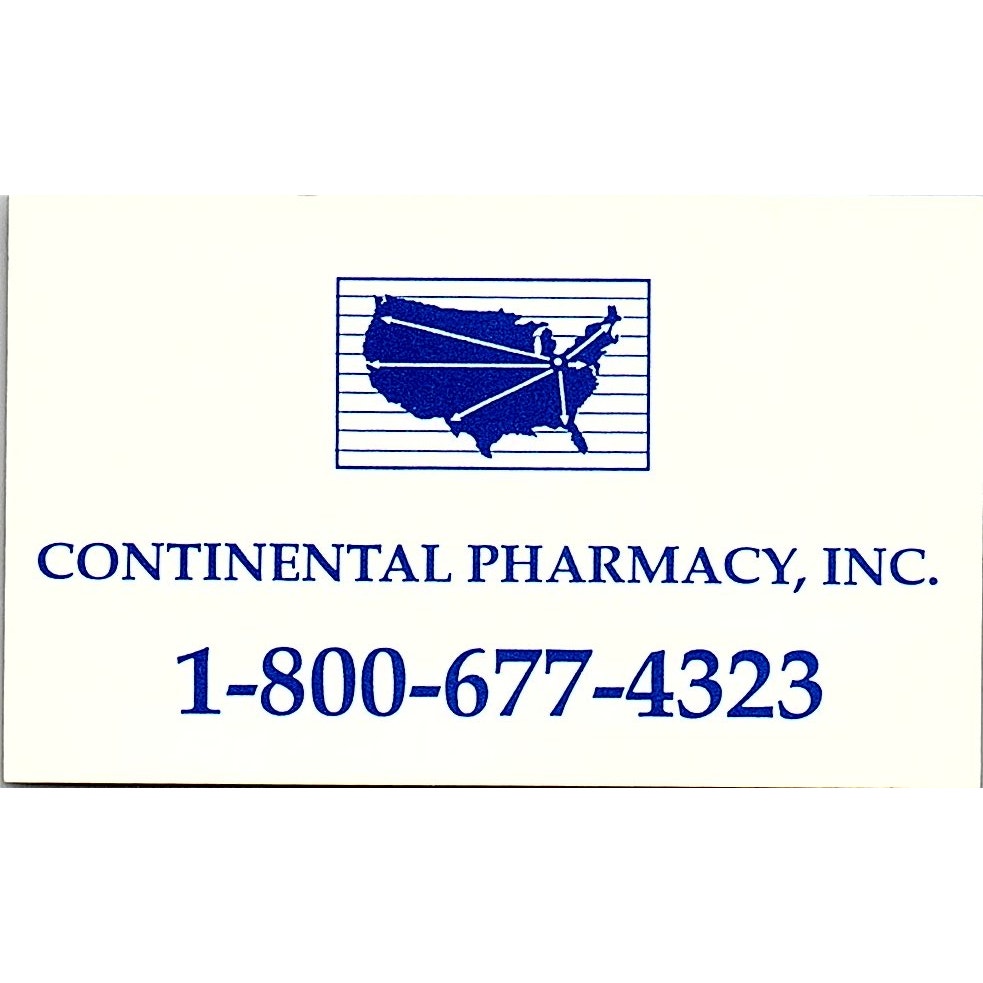 Continental Pharmacy Inc Cleveland OH Vintage Business Card SD9-B13