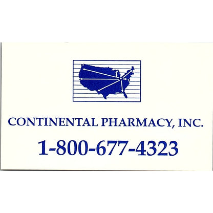Continental Pharmacy Inc Cleveland OH Vintage Business Card SD9-B13