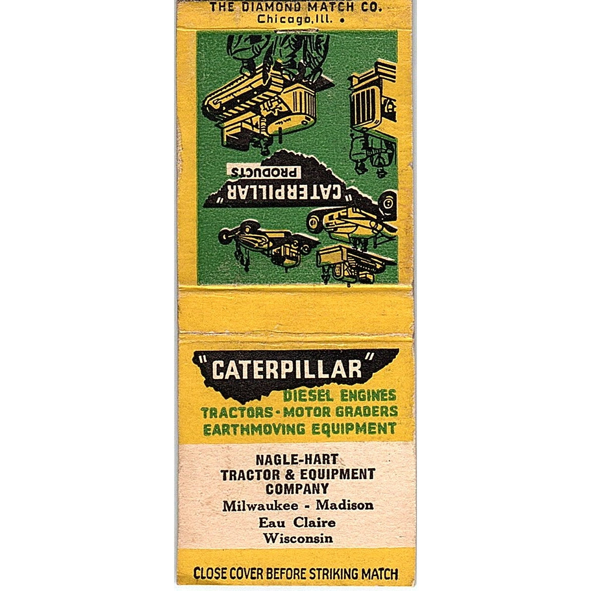 Nagle-Hart Tractor & Equipment Caterpillar WI Vintage Matchbook Cover SC7-Y2