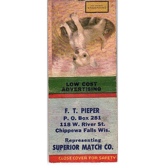 F.T. Pieper Superior Match Co Chippewa Falls WI Vintage Matchbook Cover SC7-Y11