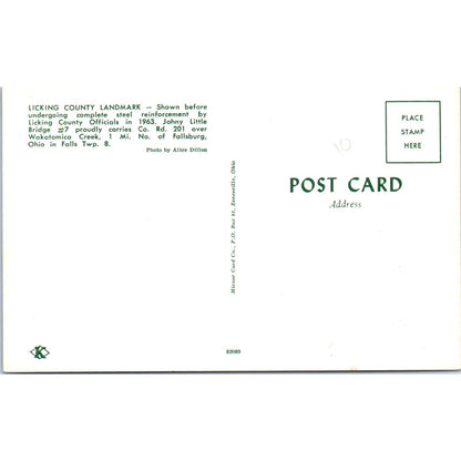 Licking County Bridge #7 Fallsburg Ohio Covered Bridge Postcard PB11