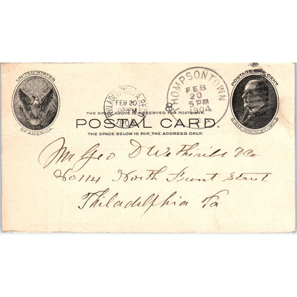 1904 Thompsontown PA A. Bell Haight Postal Mailing Card PE4