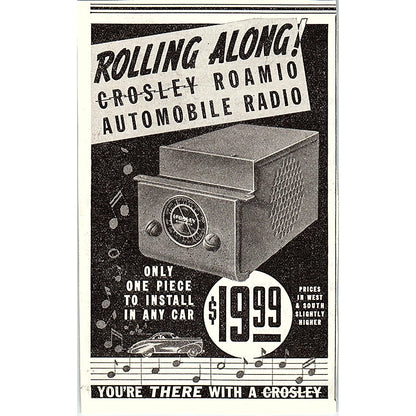 Crosley Roamio Automobile Radio 1937 Magazine Ad AG4-M4