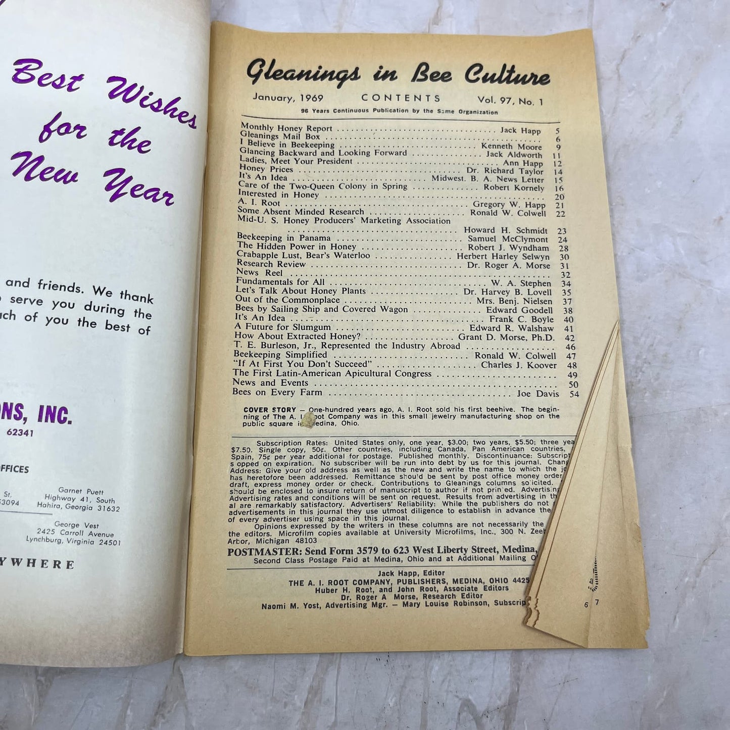 1969 Jan Gleanings in Bee Culture Magazine Bees Beekeeping Honey TD7