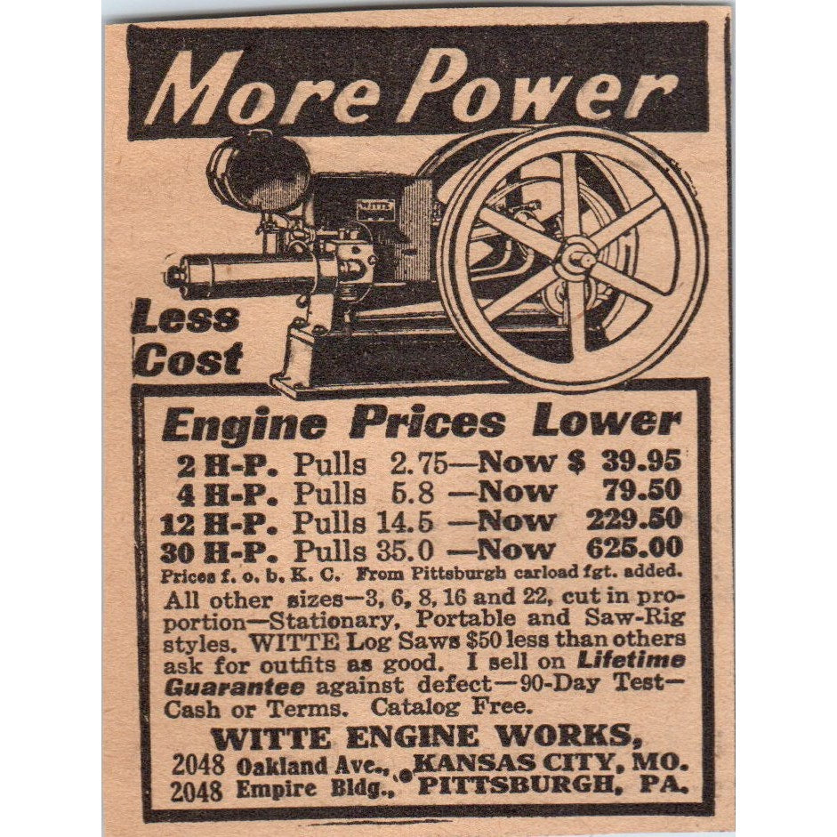 Witte Engine Works Kansas City Pittsburgh 1922 Magazine Ad AF2-S9