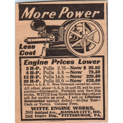 Witte Engine Works Kansas City Pittsburgh 1922 Magazine Ad AF2-S9