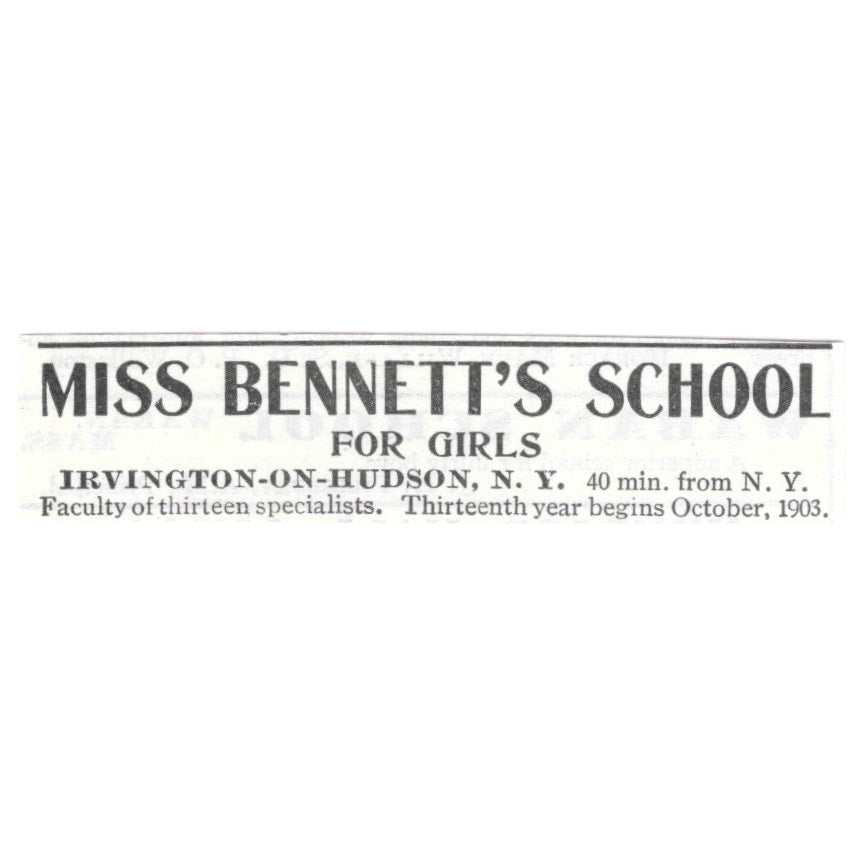 Miss Bennett's School for Girls Irvington-on-Hudson NY 1903 Magazine Ad AF7-SS5