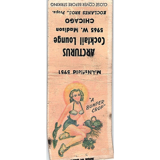 Arcturus Cocktail Lounge Koclanes Bros Chicago Pinup Vtg Matchbook Cover SC7-Y5