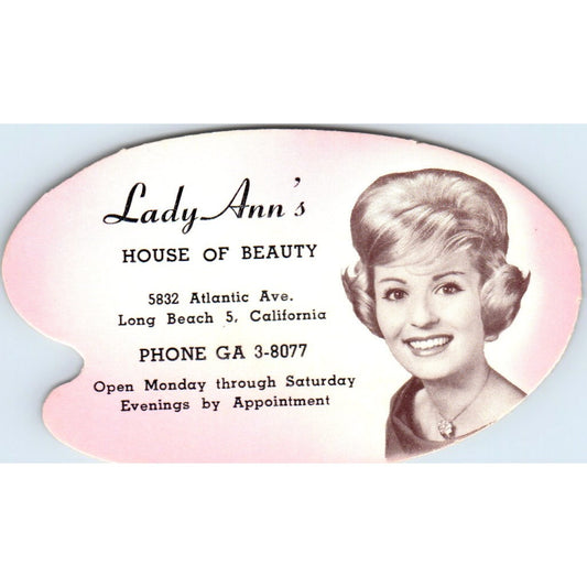 Lady Ann's House of Beauty Long Beach CA Vintage Business Card SD8-B11