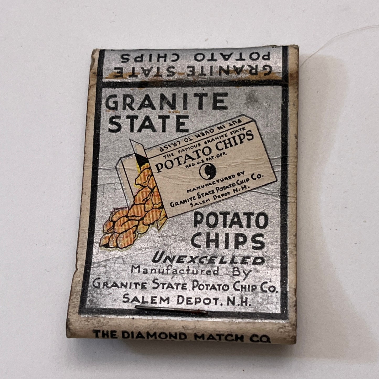 Granite State Potato Chips Salem Depot NH Vintage Matchbook Cover TB8-MB3-6