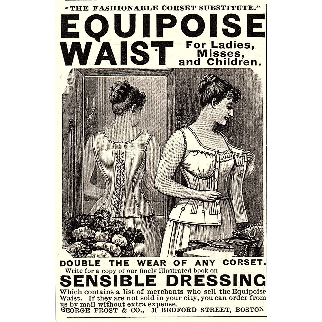 Equipoise Waist For Ladies Lingerie George Frost Boston MA 1892 Ad AG2-M10