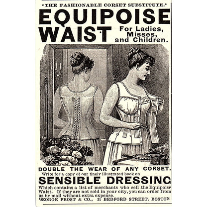 Equipoise Waist For Ladies Lingerie George Frost Boston MA 1892 Ad AG2-M10