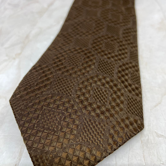 Retro Men's Sears The Men's Store Geometric Polyester Brown Necktie Tie TG9-T2
