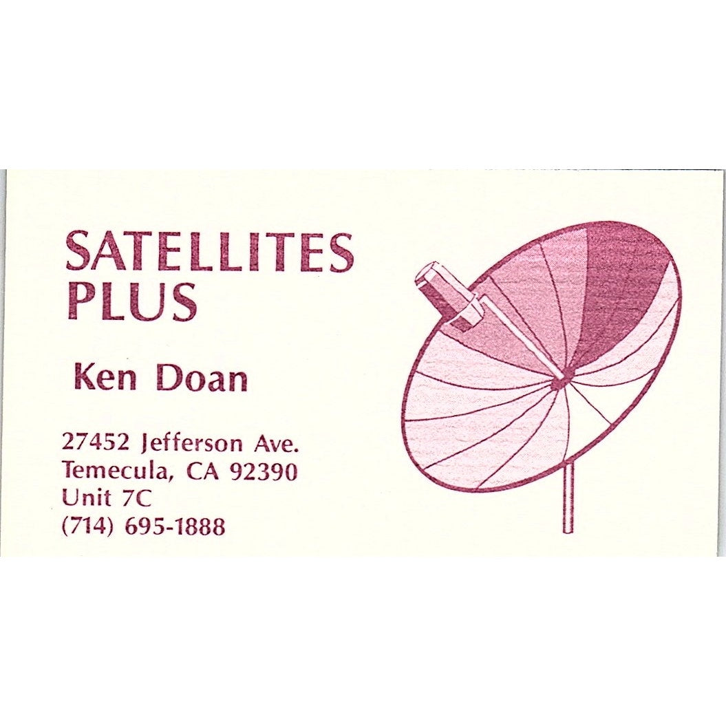 Satellites Plus Ken Doan Temecula CA Vintage Business Card SC9-B8