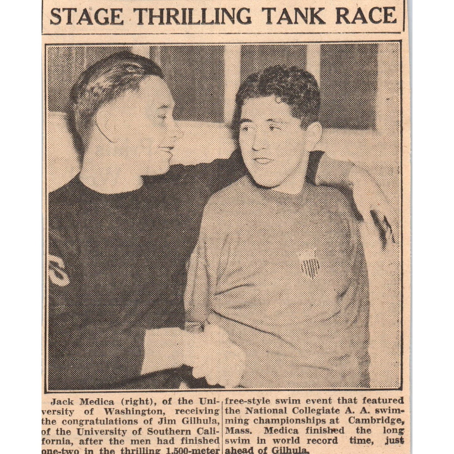 Swimmers Jack Medica Jim Gilhula 1935 Minneapolis Journal Article AE7-N3