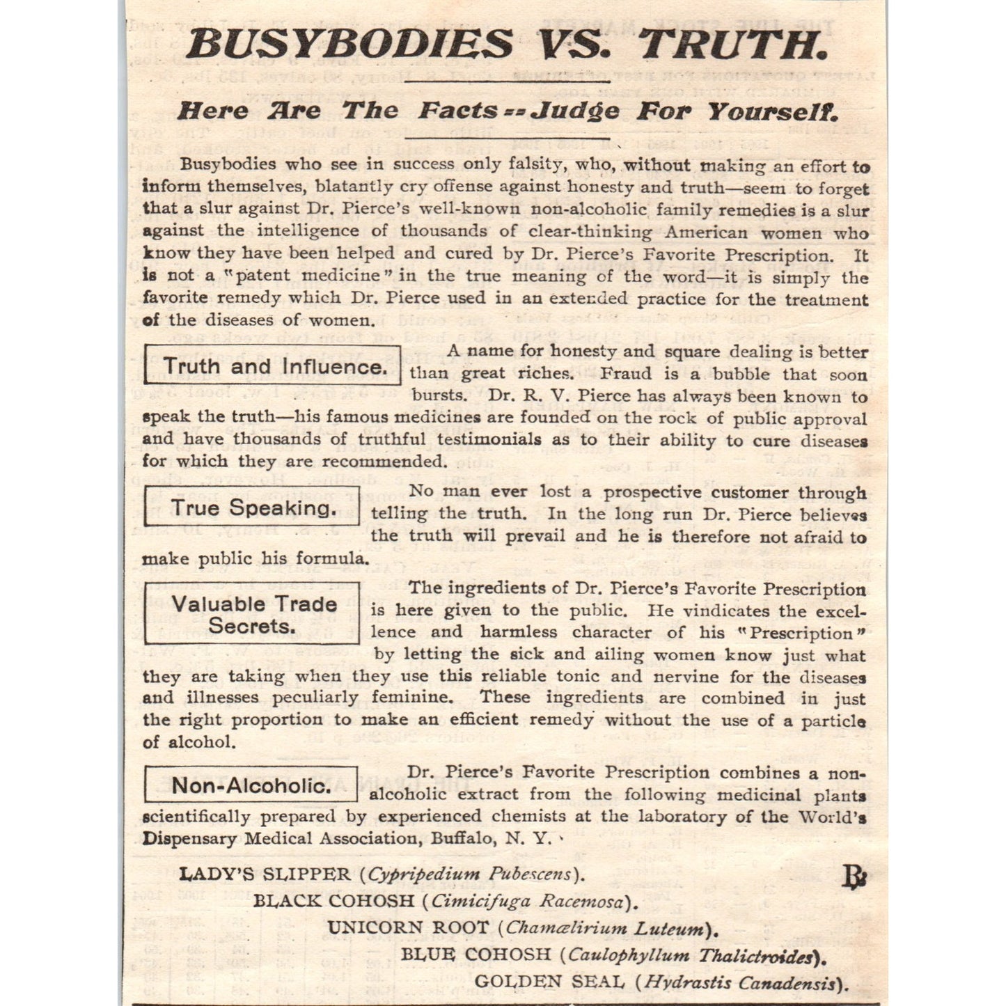 Busybodies Vs Truth Dr R. V. Pierce NonAlcoholic Remedy 1905 Magazine Ad AF1-NEH