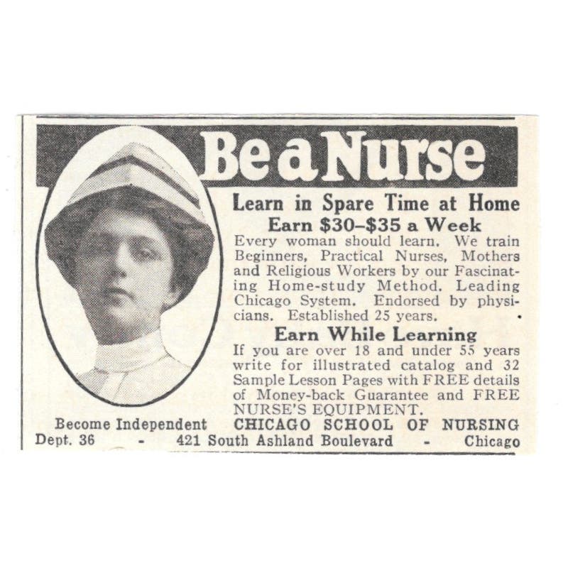 Be a Nurse Chicago School of Nursing 1924 Magazine Ad AF7-SS4