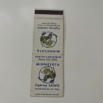 Minnesota Fighting Saints Hockey Schedule 1973-74 Vintage Matchbook Cover MB37-2