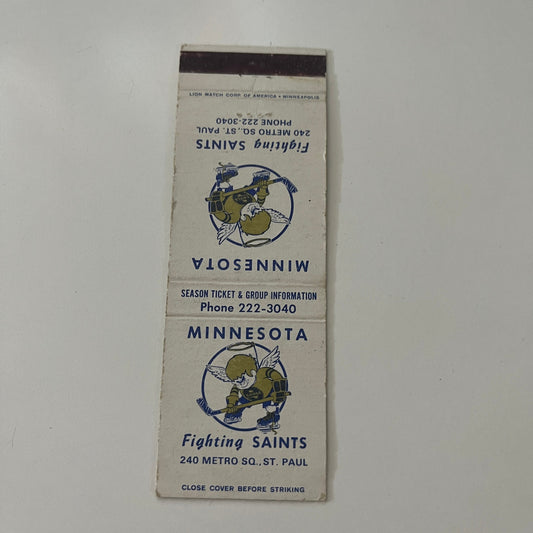 Minnesota Fighting Saints Hockey Schedule 1973-74 Vintage Matchbook Cover MB37-2